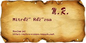 Mitró Rózsa névjegykártya
